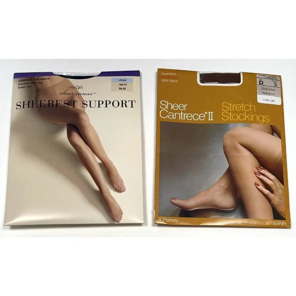 VTG 17pr Hosiery Fashion PANTYHOSE Stockings JCPenney SIZE LONG Patterns NIP NEW